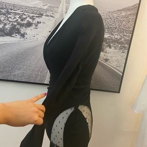 Black midi slit lace dress